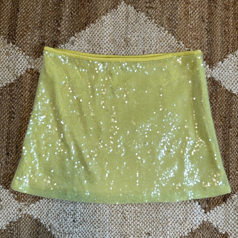 Zara lime green mini skirt with sequins
